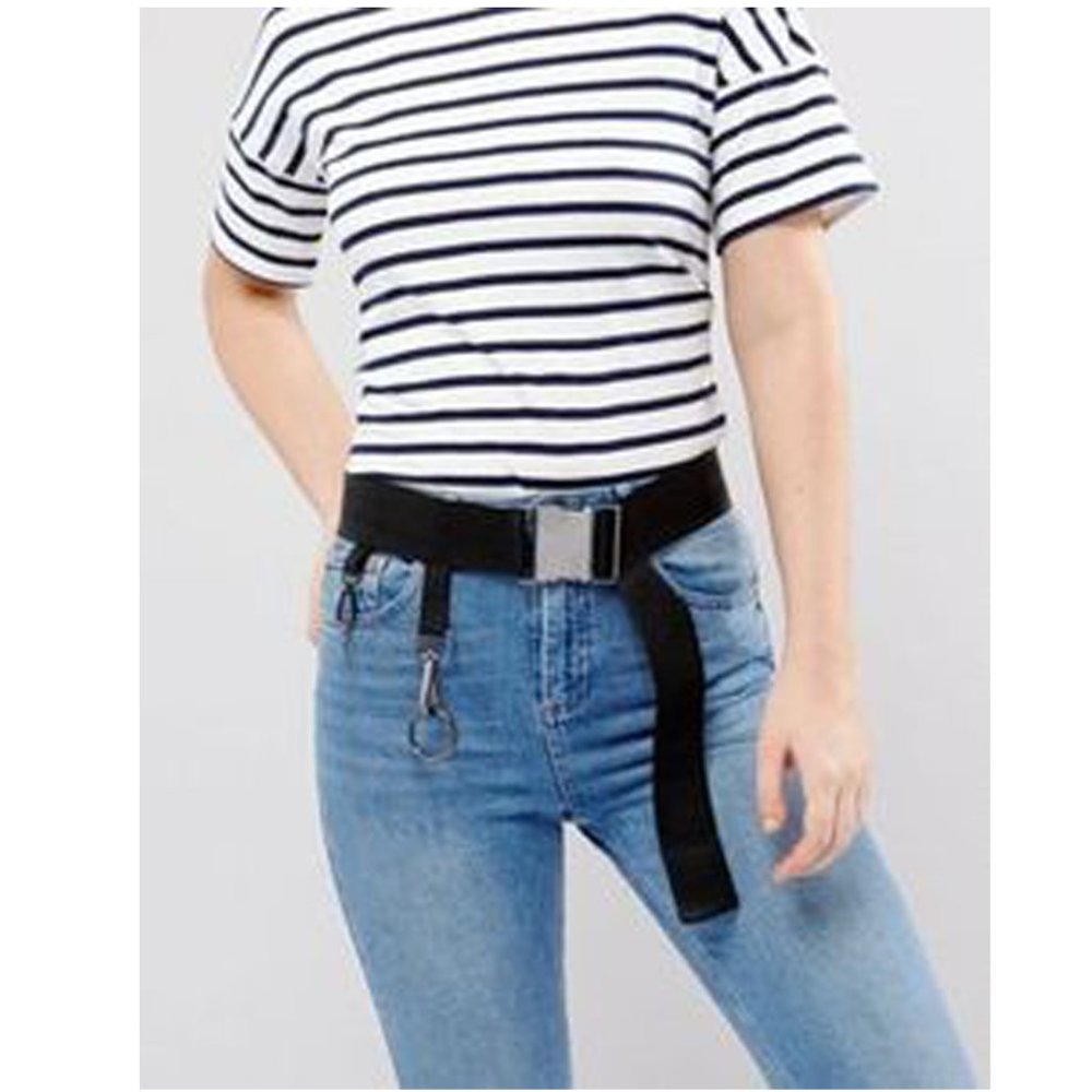 ASOS Seat Belt Buckle Webbing Belt With Ring Details